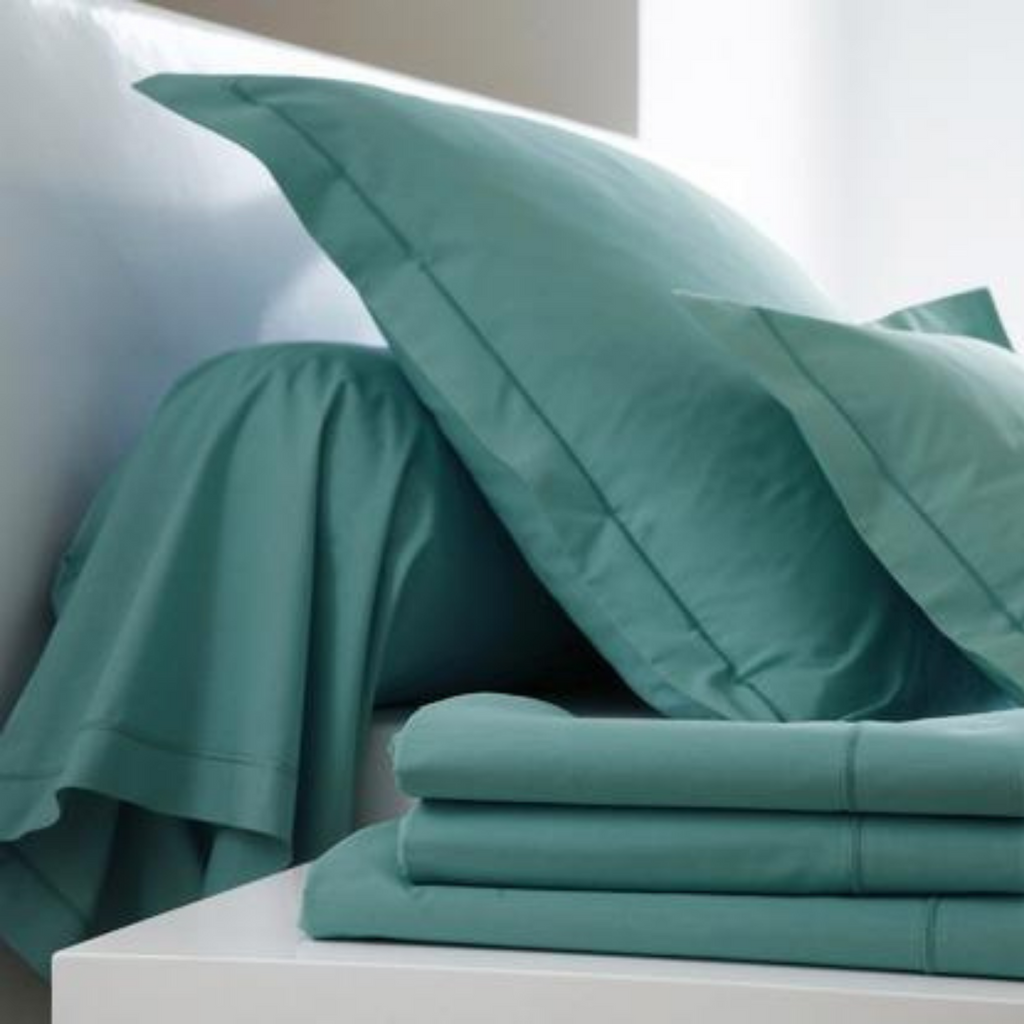 Standard Pillow case - Sateen Aigue Marine - Blanc Des Vosges HK